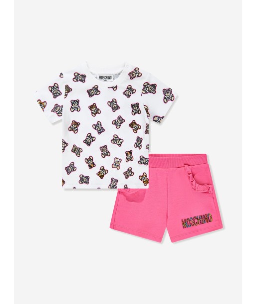 Moschino Baby Girls Teddy Bear Shorts Set in Pink meilleur choix