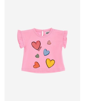 Moschino Baby Girls Heart T-Shirt in Pink ouvre sa boutique