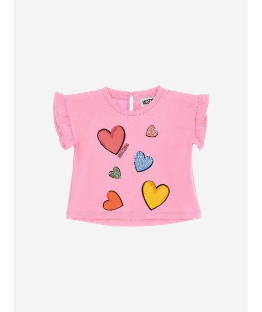 Moschino Baby Girls Heart T-Shirt in Pink ouvre sa boutique