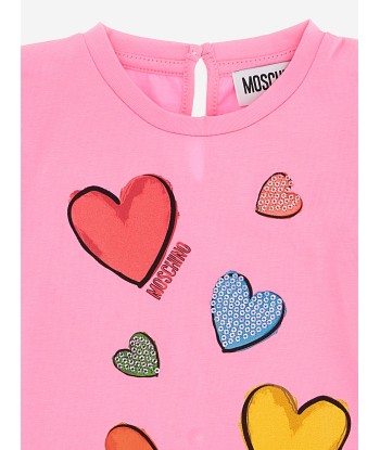 Moschino Baby Girls Heart T-Shirt in Pink ouvre sa boutique