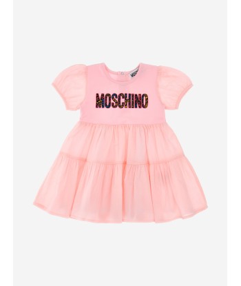 Moschino Baby Girls Animal Print Logo Dress in Pink en ligne des produits 