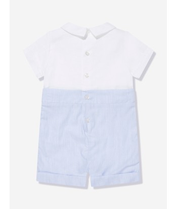 Patachou Baby Boys Linen Romper in Blue soldes