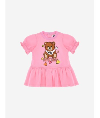 Moschino Baby Girls Cotton Teddy Heart Dress in Pink rembourrage situé sous