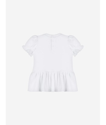 Moschino Baby Girls Cotton Teddy Heart Dress in White la livraison gratuite