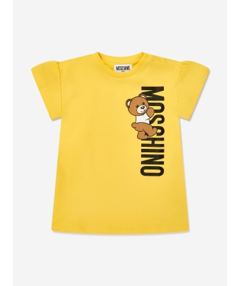 Moschino Baby Girls Teddy Logo Jersey Dress in Yellow Faites des économies