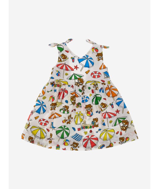 Moschino Baby Girls Cotton Beach Teddy Dress in White brillant des détails fins