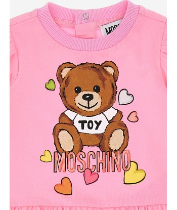 Moschino Baby Girls Cotton Teddy Heart Dress in Pink rembourrage situé sous