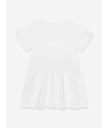 Moschino Baby Girls Logo Jersey Dress in White la chaussure