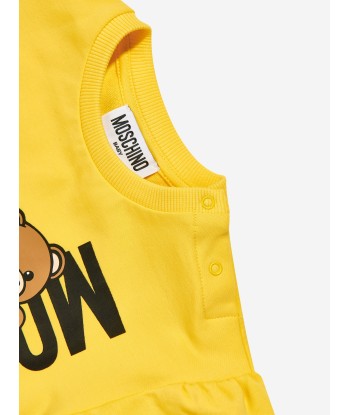 Moschino Baby Girls Teddy Logo Jersey Dress in Yellow Faites des économies