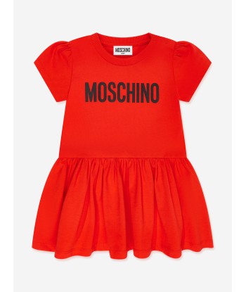 Moschino Baby Girls Logo Jersey Dress in Red livraison gratuite