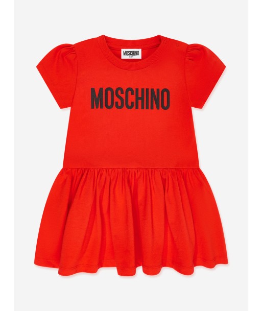 Moschino Baby Girls Logo Jersey Dress in Red livraison gratuite