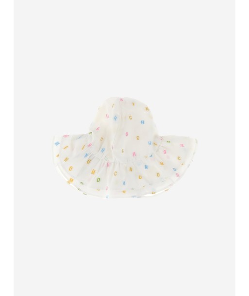 Moschino Baby Girls Letter Logo Hat in White solde