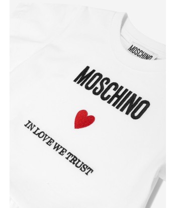 Moschino Baby Girls Logo Jersey Dress in White la chaussure