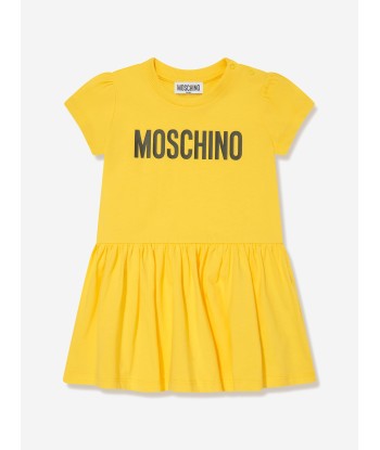 Moschino Baby Girls Logo Jersey Dress in Yellow de la marque