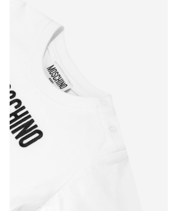 Moschino Baby Girls Logo Jersey Dress in White la chaussure