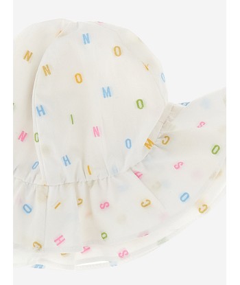 Moschino Baby Girls Letter Logo Hat in White solde