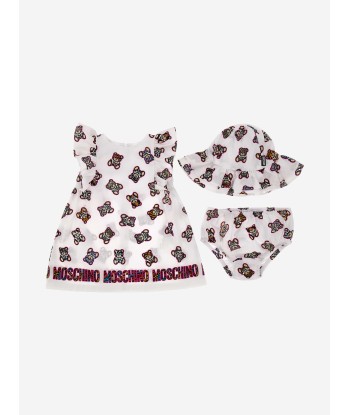 Moschino Baby Girls Teddy Dress Gift Set in White commande en ligne