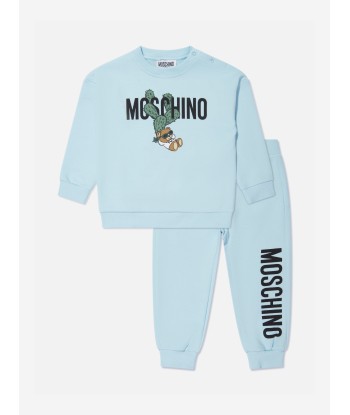 Moschino Baby Boys Teddy Logo Tracksuit in Blue Venez acheter