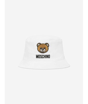 Moschino Baby Teddy Logo Bucket Hat in White votre