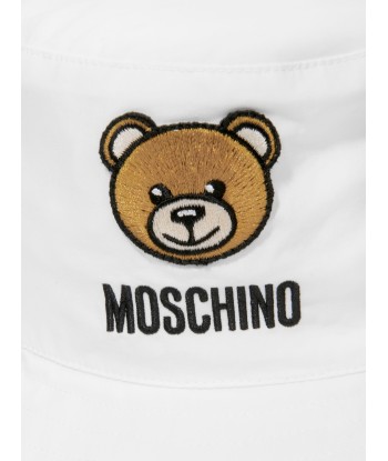 Moschino Baby Teddy Logo Bucket Hat in White votre