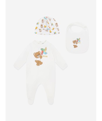 Moschino Baby Teddy Babygrow Gift Set in Ivory Venez découvrir notre 