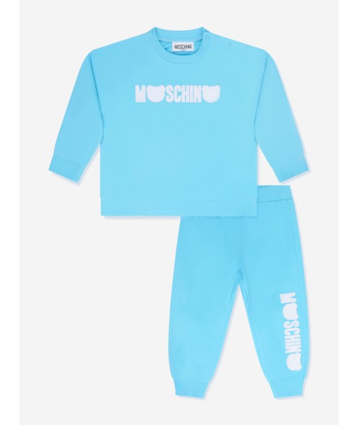 Moschino Baby Teddy Logo Tracksuit in Blue de pas cher