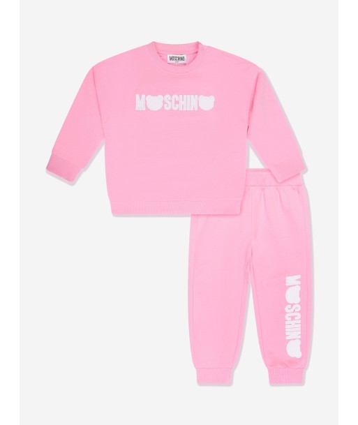 Moschino Baby Girls Teddy Logo Tracksuit in Pink en stock