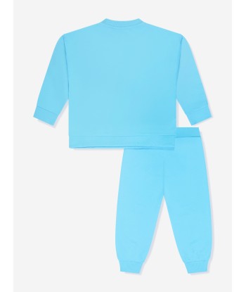 Moschino Baby Teddy Logo Tracksuit in Blue de pas cher