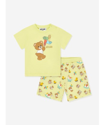 Moschino Baby Teddy Bear Short Set in Yellow meilleur choix