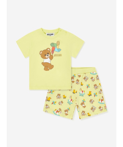 Moschino Baby Teddy Bear Short Set in Yellow meilleur choix