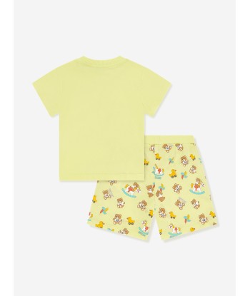 Moschino Baby Teddy Bear Short Set in Yellow meilleur choix