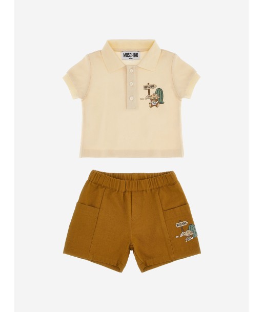 Moschino Baby Boys Polo Shirt And Shorts Set in Brown store