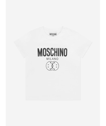 Moschino Baby Boys Milano Logo T-Shirt in White pas chere