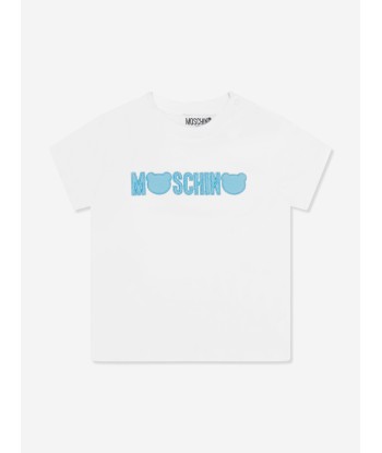 Moschino Baby Teddy Logo T-Shirt in White de l' environnement