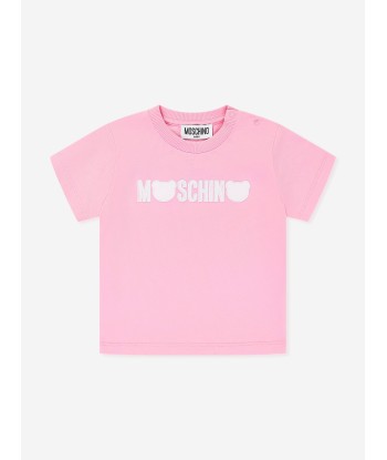 Moschino Baby Girls Teddy Logo T-Shirt in Pink de France