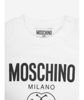 Moschino Baby Boys Milano Logo T-Shirt in White pas chere