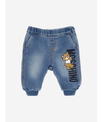 Moschino Baby Teddy Logo Denim Joggers in Blue ouvre sa boutique