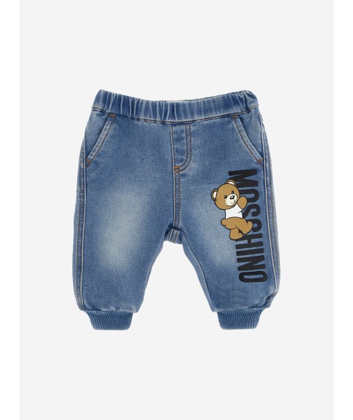 Moschino Baby Teddy Logo Denim Joggers in Blue ouvre sa boutique