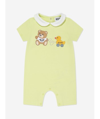 Moschino Baby Teddy Toy Romper in Yellow pas cher 