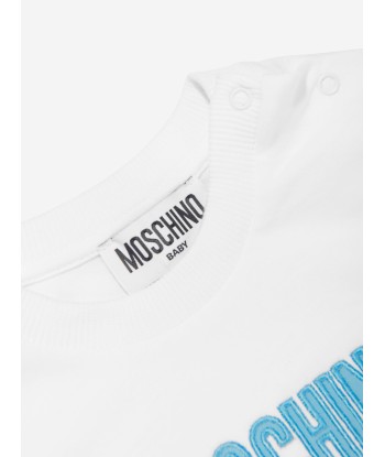 Moschino Baby Teddy Logo T-Shirt in White de l' environnement