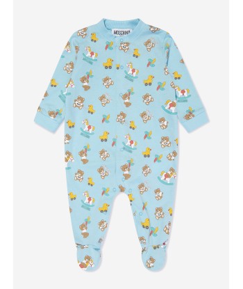 Moschino Baby Boys Teddy Bear Babygrow in Blue 50% de réduction en Octobre 2024