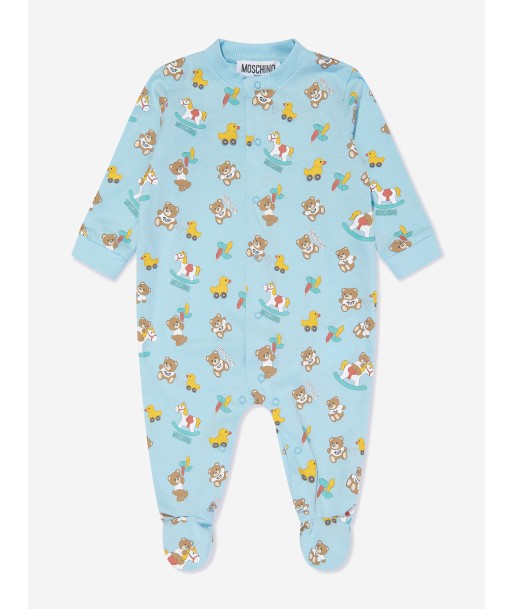 Moschino Baby Boys Teddy Bear Babygrow in Blue 50% de réduction en Octobre 2024