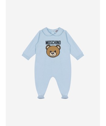 Moschino Baby Boys Teddy Logo Babygrow in Blue de votre