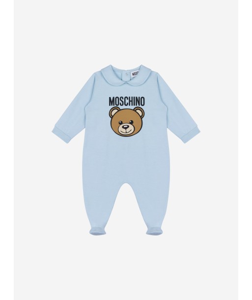 Moschino Baby Boys Teddy Logo Babygrow in Blue de votre