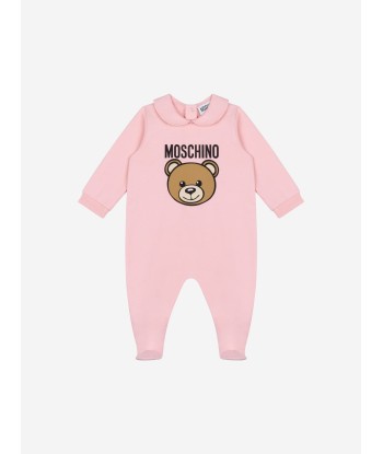 Moschino Baby Girls Teddy Logo Babygrow in Pink Les magasins à Paris et en Île-de-France