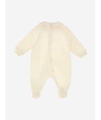 Moschino Baby Teddy Logo Babygrow in Ivory de France