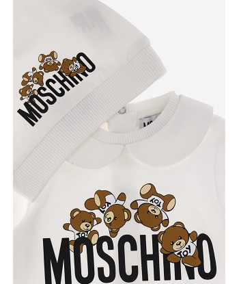 Moschino Baby Teddy Bear Babygrow Gift Set in White commande en ligne