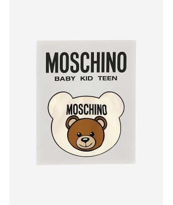 Moschino Baby Teddy Logo Babygrow in Ivory de France