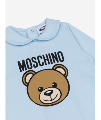 Moschino Baby Boys Teddy Logo Babygrow in Blue de votre