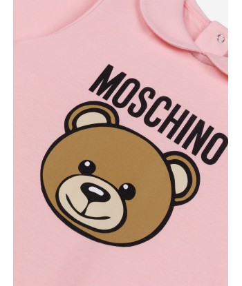 Moschino Baby Girls Teddy Logo Babygrow in Pink Les magasins à Paris et en Île-de-France